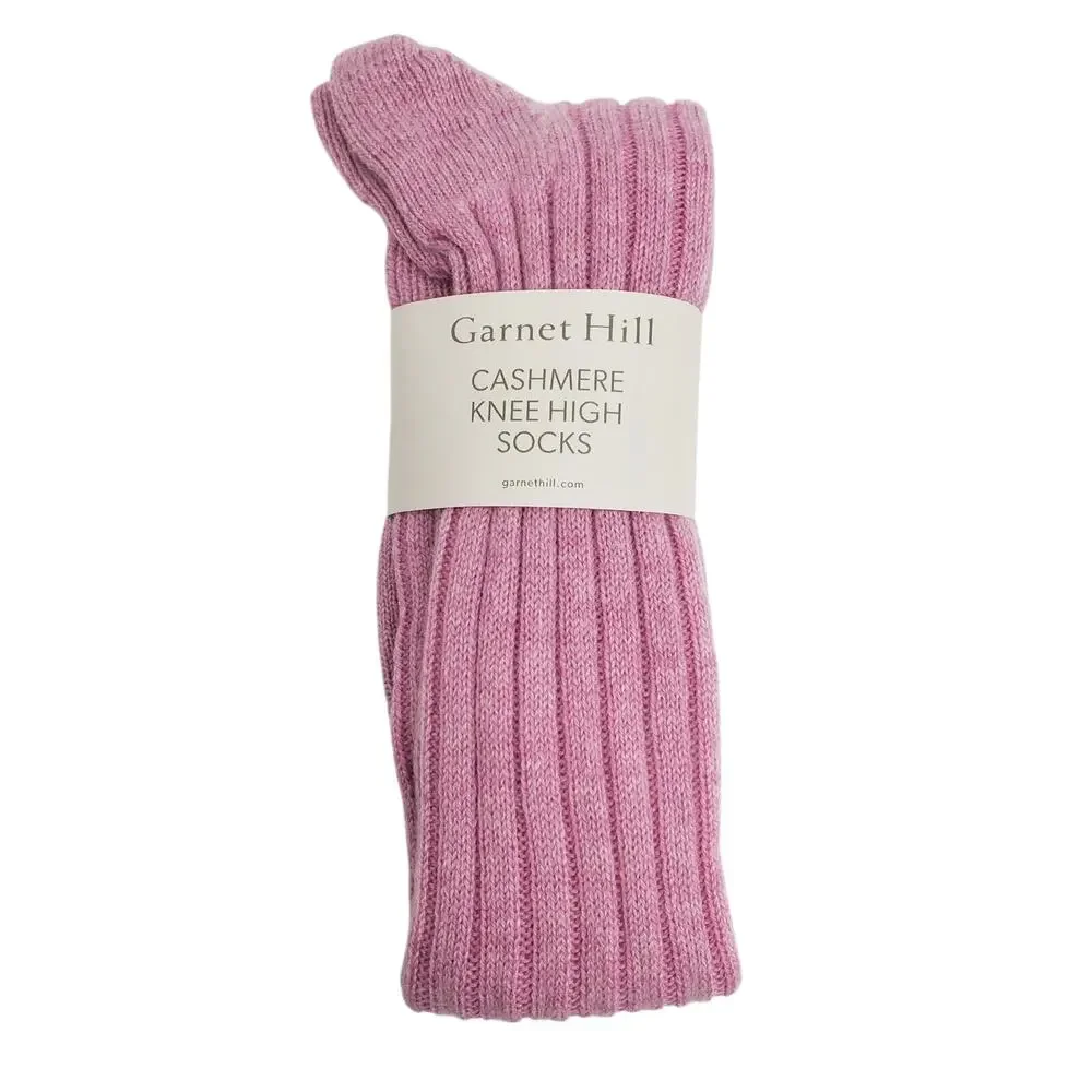 NWT Garnet Hill Socks Knee High 9-11 Pink Parfait 82% Cashmere Warm Holiday Gift